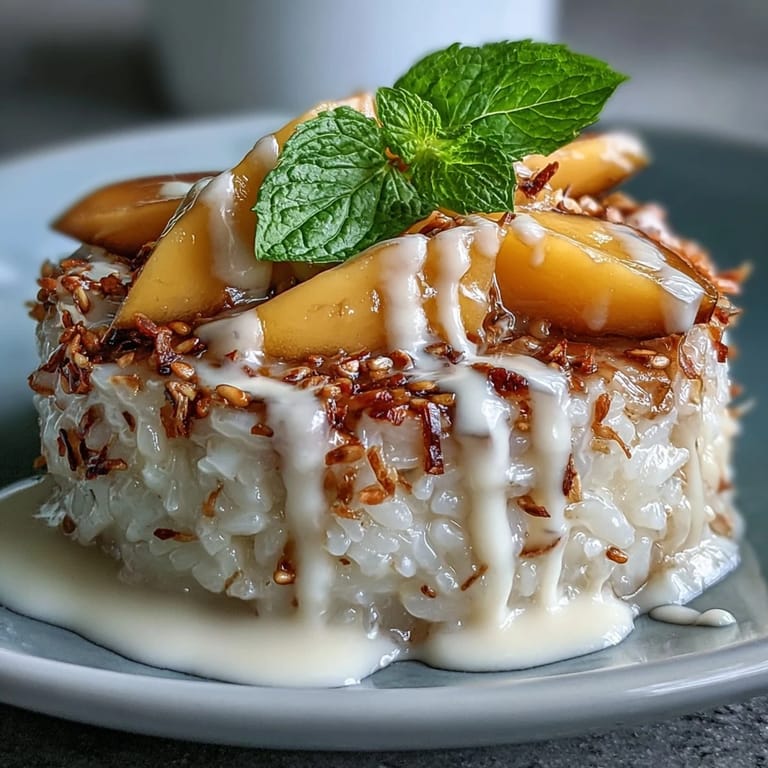 Sweet, creamy mango sticky rice cups with rich coconut sauce, ready to enjoy.