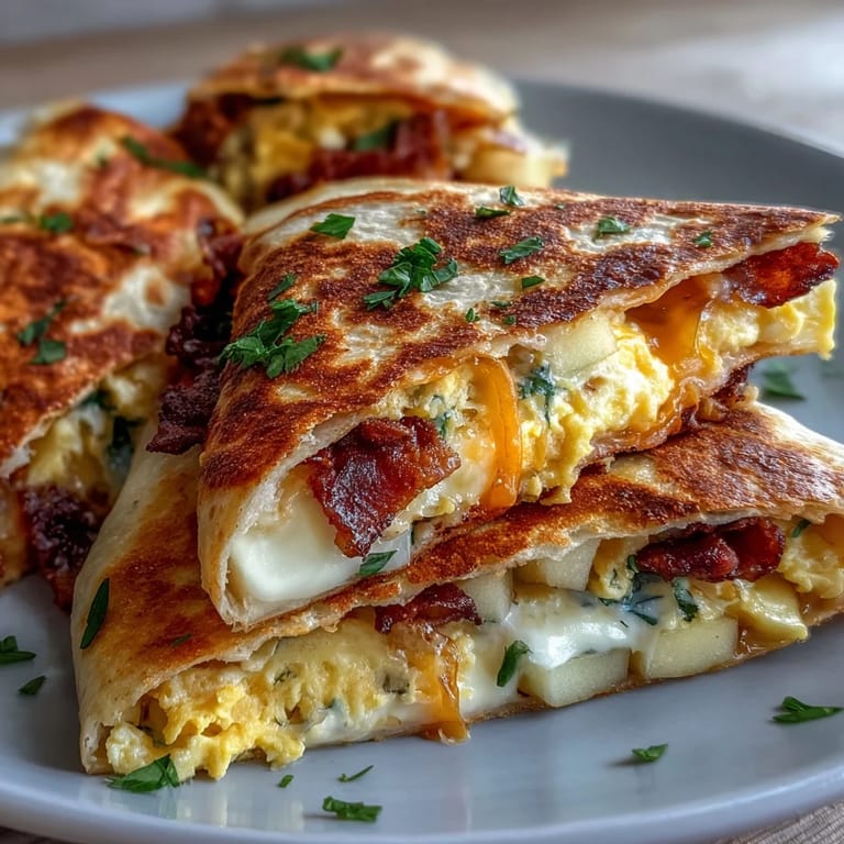 Savory Apple Cheddar Breakfast Quesadillas with perfectly toasted tortilla.