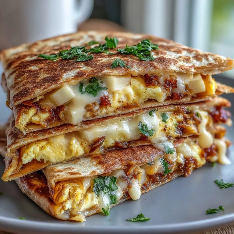 Warm Apple Cheddar Breakfast Quesadillas served with a side of deliciousness.
