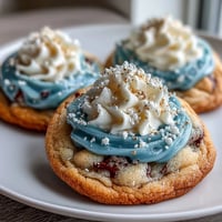 Pure Vanilla Cookie Run Kingdom sugar cookies with royal icing, decorated in blue, white, and gold for a themed dessert platter.