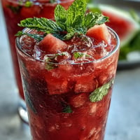 Chilled Watermelon Mint Frosé, a slushy frozen rosé mocktail, is perfect for hot summer days.